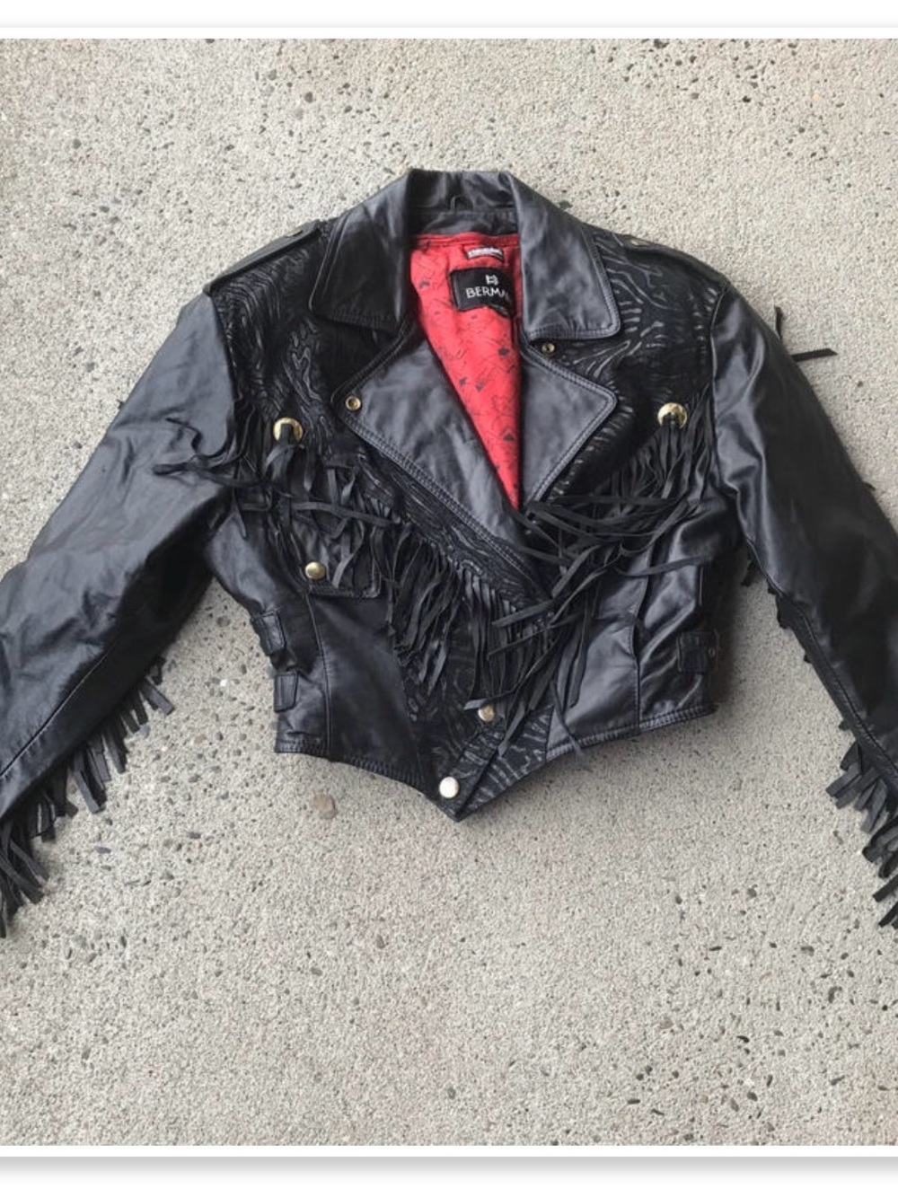 VTG Bermans Leather Fringe Motorcycle Jacket